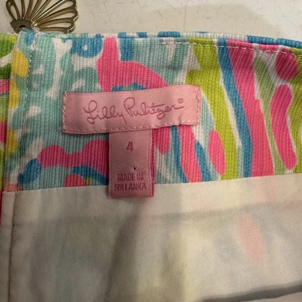 Lilly Pulitzer Marigold Skort Skirt Sunken Treasure Women's size 4 Zipper Charm - Picture 3 of 8